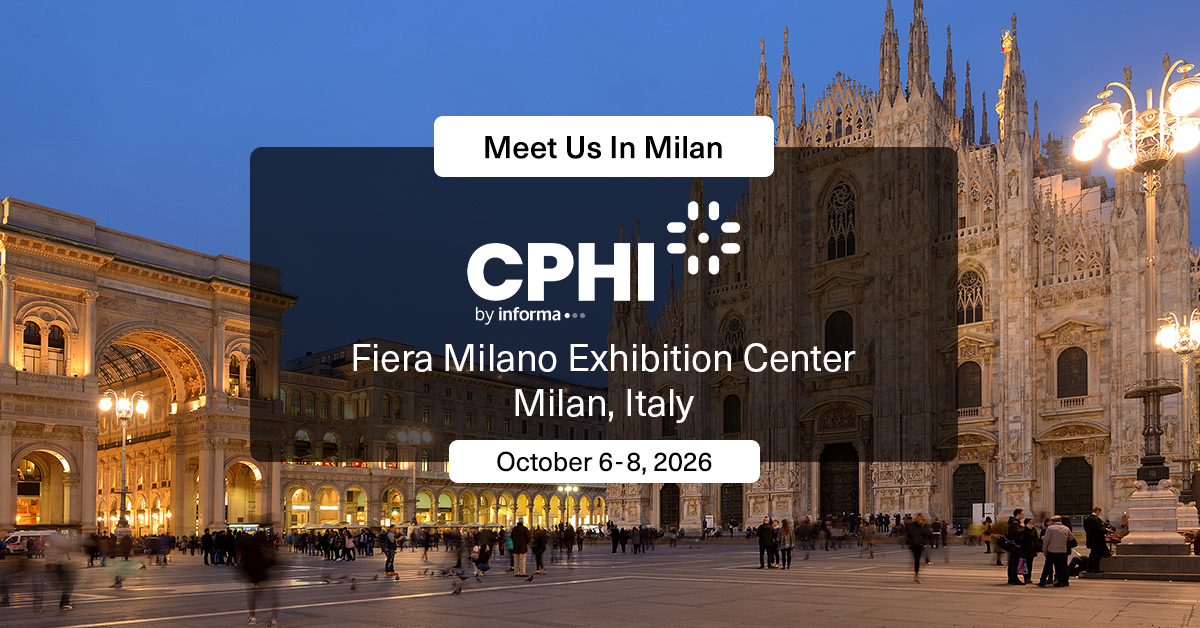 Abbvie branded 1200x628 image with the abbvie logo, cphi milan logo and meet with abbvie cmo at the cphi milan 2026 conference